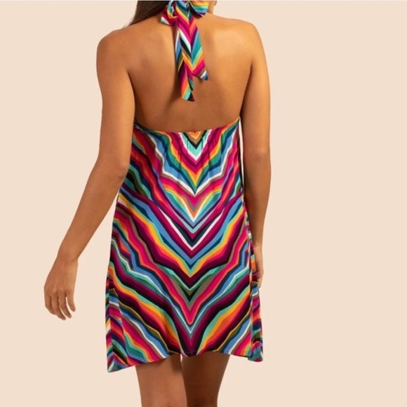 NWT 𝅺TRINA TURK Louvre Short Halter Stripe Dress Size Small - Picture 10 of 11